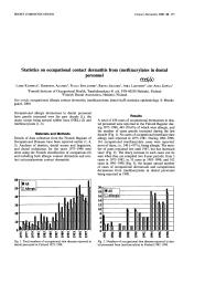 Statistics on occupational contact dermatitis from (meth)acrylates in dental personnel. = (Statistiques en matière de survenue de dermites de contact d'origine professionnelle provoquées par les (méth)acrylates chez les assistants dentaires).. 3. 42 | KANERVA L.