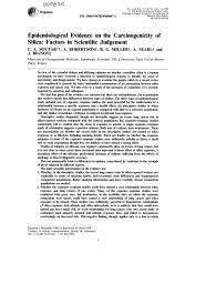 Epidemiological evidence on the carcinogenicity of silica : factors in scientific judgement. = (Revue des données épidémiologiques relatives à la cancérogénicité de la silice : éléments de jugement scientifique).. 1. 44 | SOUTAR C.A.