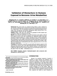 Validation of biomarkers in humans exposed to benzene : urine metabolites. = (Validation des métabolites urinaires du benzène comme marqueurs biologiques de l'exposition au benzène).. 5. 37 | QU Q.