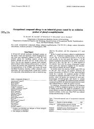 Occupational compound allergy to an industrial grease caused by an oxidation product of phenyl-alpha-naphthylamine. = (Allergie d'origine professionnelle provoquée par un produit d'oxydation du phényl-alpha-naphthylamine présent dans les graisses industrielles).. 2. 43 | JOLANKI R.