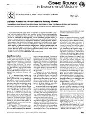 Aplastic anemia in a petrochemical factory worker. = (Anémie aplasique chez un travailleur de la pétrochimie).. 10. 107 | BAAK Y.M.