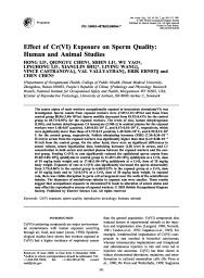 Effect of Cr(VI) exposure on sperm quality : human and animal studies. = (Effet de l'exposition au Cr(VI) sur la qualité du sperme : études chez l'homme et l'animal).. 7. 45 | LI H.