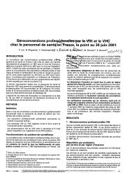 Séroconversions professionnelles par le VIH et le VHC chez le personnel de santé en France, le point au 30 juin 2001.. 12 | LOT F.