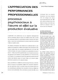 L'appréciation des performances professionnelles. Processus psychosociaux à l'oeuvre et effet sur la production évaluative.. 3 | VONTHRON A.M.