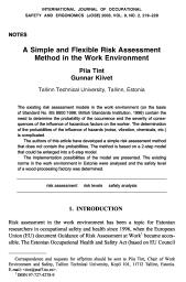 A simple and flexible risk assessment method in the work environment. = (Une méthode simple et adaptable pour l'évaluation des risques dans l'environnement de travail).. 2. 9 | TINT P.