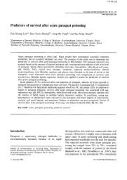 Predictors of survival after acute paraquat poisoning. = (Eléments prédictifs de la survie après un empoisonnement au paraquat).. 4. 18 | LEE E.Y.