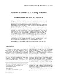 Heat illness in the U.S. mining industry. = (Pathologies liées à la chaleur dans l'industrie minière aux Etats-Unis).. 4. 45 | DONOGHUE A.M.