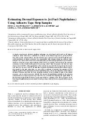 Estimating dermal exposure to jet fuel (naphtalene) using adhesive tape strip samples. = (Estimation de l'exposition percutanée aux carburéacteurs (naphtalène) en utilisant des échantillons sur bande adhésive).. 2. 48 | MATTORANO D.A.