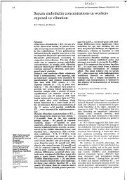 Serum endothelin concentrations in workers exposed to vibration. = (Concentrations d'endothéline sérique chez des travailleurs exposés aux vibrations).. 2. 53 | PALMER K.T.