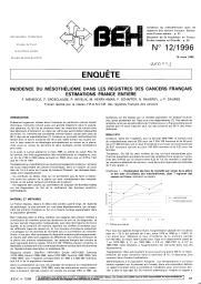 Incidence du mésothéliome dans les registres des cancers français. Estimations France entière.. 12 | MENEGOZ F.