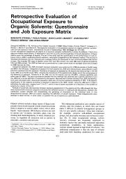 Retrospective evaluation of occupational exposure to organic solvents : questionnaire and job exposure matrix. = (Evaluation rétrospective de l'exposition professionnelle aux solvants organiques : questionnaire et matrice emploi-exposition).. 6, supplément n°. 22 | STENGEL B.