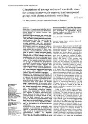 Comparison of average estimated metabolic rates for styrene in previously exposed and unexposed groups with pharmacokinetic modelling. = (Comparaison des vitesses moyennes du métabolisme du styrène dans des groupes de travailleurs ayant été exposés ou non, à l'aide d'un modèle pharmacocinétique).. 9. 53 | WANG Y.