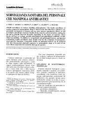 Sorveglianza sanitaria del personale che manipola antiblastici. = (Surveillance médicale du personnel exposé aux médicaments anticancéreux).. 3. 87 | FORNI A.