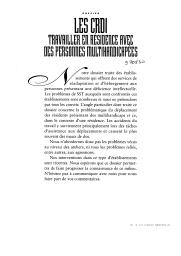 Les CRDI. Travailler en résidence avec des personnes multihandicapées.. 5. 19 | BERTRAND G.