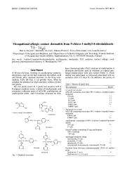 Occupational allergic contact dermatitis from 5-chloro-1-methyl-4-nitroimidazole. = (Dermite de contact allergique professionnelle provoquée par le 5-chloro-1-méthyl-4-nitroimidazole).. 1. 36 | JOLANKI R.