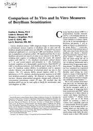 Comparison of in vivo and in vitro measures of beryllium sensitization. = (Comparaison des mesures in vivo et in vitro de la sensibilisation au beryllium).. 6. 39 | BOBKA C.A.