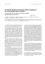 Le rôle des facteurs hormonaux dans le syndrome du canal carpien chez la femme. A propos de 121 cas, dans une enquête réalisée par 39 médecins du travail.. 1. 59 | LECLERC A.
