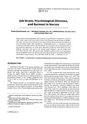 Job strain, psychological distress, and burnout in nurses. = (Astreinte liée au travail, détresse mentale et épuisement professionnel chez des infirmiers).. 1. 34 | BOURBONNAIS R.