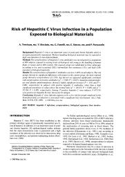 Risk of hepatitis C virus infection in a population exposed to biological materials. = (Risques d'infection par le virus de l'hépatite C chez des personnes exposées à des produits d'origine biologique).. 5. 35 | TREVISAN A.