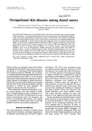 Occupational skin diseases among dental nurses. = (Pathologies cutanées d'origine professionnelle chez des assistantes dentaires).. 2. 50 | ALANKO K.