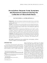 Associations between acute symptoms and bioaerosol exposure during the collection of household waste. = (Associations entre symptômes aigus et exposition à des bioaérosols lors de la collecte d'ordures ménagères).. 3. 46 | HELDAL K.K.