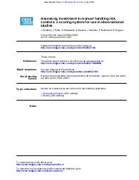 Assessing investment in manual handling risk controls : a scoring system for use in observational studies. = (Evaluation de l'investissement dans des contrôles des risques liés à la manutention manuelle : un système de classement utilisé dans les études d'observation).. 1. 62 | SMEDLEY J.