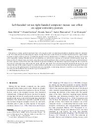 Left-handed versus right-handed computer mouse use : effect on upper-extremity posture. = (Comparaison de la manipulation de la souris par la main gauche et la main droite : effet sur la posture des membres supérieurs).. 1. 35 | DELISLE A.