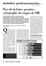 Pays-de-la-Loire : première cartographie des risques de TMS.. 51 | ROQUELAURE Y.