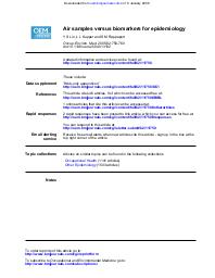 Air samples versus biomarkers for epidemiology. = (Echantillons d'air contre biomarqueurs en épidémiologie).. 11. 62 | LIN Y.S.