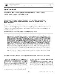 Occupational risk factors for esophageal and stomach cancers among female textile workers in Shanghai, China. = (Facteurs de risque professionnels de cancers de l'estomac et de l'oesophage chez des femmes travaillant dans l'industrie textile à Shanghaï, en Chine).. 8. 163 | WERNLI K.J.