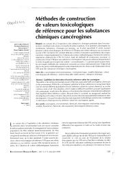 Méthodes de construction de valeurs toxicologiques de référence pour les substances chimiques cancérogènes.. 3. 5 | MULLOT J.U.