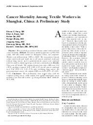 Cancer mortality among textile workers in Shanghai, China : a preliminary study. = (Mortalité par cancer chez les travailleurs du textile à Shangaï, Chine : étude préliminaire).. 9. 48 | FANG S.C.