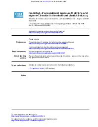 Predictors of occupational exposure to styrene and styrene-7,8-oxide in the reinforced plastics industry. = (Facteurs de prédiction de l'exposition professionnelle au styrène et à l'époxystyrène dans l'industrie des plastiques renforcés).. 10. 63 | SERDAR B.