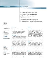 Extension du réseau national de vigilance des pathologies professionnelles en service interentreprises : un outil épidémiologique pour la vigilance des risques professionnels.. 5. 67 | CELSE M.H.