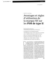 Avantages et règles d'utilisation de la marque NF sur les PSM de type II.. 48 | SIMONS J.