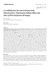 La soddisfazione lavorativa del personale infermieristico. Adattamento italiano della scala Index of Work Satisfaction di Stamps. = (Satisfaction au travail des infirmiers. Adaptation italienne de l'échelle de Stamps Index de Satisfaction au Travail).. 3. 98 | CORTESE C.G.