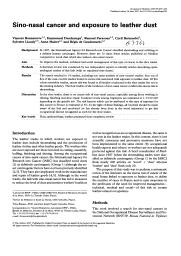 Sino-nasal cancer and exposure to leather dust. = (Cancer naso-sinusien et exposition aux poussières de cuir).. 6. 57 | BONNETERRE V.