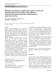Biological monitoring of occupational exposure to polycyclic aromatic hydrocarbons (PAH) by determination of monohydroxylated metabolites of phenanthrene and pyrene in urine. = (Surveillance biologique de l'exposition professionnelle aux hydrocarbures polycycliques aromatiques par dosage urinaire des métabolites monohydroxylés du phénanthrène et du pyrène).. 2. 81 | ROSSBACH B.