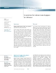 Le point sur les valeurs toxicologiques de référence.. 5-6. 68 | DOR F.