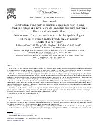 Construction d'une matrice emplois–expositions pour le suivi épidémiologique des travailleurs de l'industrie nucléaire en France. Résultats d'une étude pilote.. 1. 56 | GUSEVA CANU I.