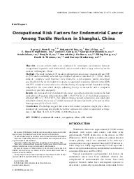 Occupational risk factors for endometrial cancer among textile workers in Shanghai, China. = (Facteurs de risques professionnels de cancer de l'endomètre chez les travailleurs du textile à Shanghai en Chine).. 9. 51 | WERNLI K.J.