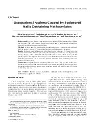 Occupational asthma caused by sculptured nails containing methacrylates. = (Asthme professionnel provoqué par des ongles sculptés contenant des méthacrylates).. 12. 51 | SAUNI R.