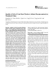 Quality of life of coal dust workers without pneumoconiosis in mainland China. = (Qualité de vie des mineurs de charbon sans pneumoconiose en Chine continentale).. 6. 50 | YU H.M.