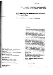 Effets respiratoires des nanoparticules manufacturées.. 6. 26 | ANDUJAR P.