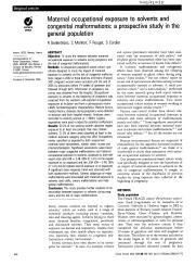 Maternal occupational exposure to solvents and congenital malformations : a prospective study in the general population. = (Exposition professionnelle des femmes enceintes aux solvants et malformations congénitales : une étude prospective dans la population générale).. 7. 66 | GARLANTEZEC R.