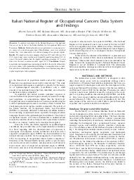 Italian national register of occupational cancers : data system and findings. = (Registre national italien des cancers professionnels : système de données et résultats).. 3. 52 | SCARSELLI A.