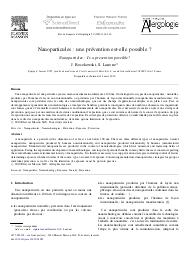 Nanoparticules : une prévention est-elle possible ? = Extrait de : 5e Congrès francophone d'allergologie. Paris, 27-30 avril 2010.. 3. 50 | BOCZOWSKI J.