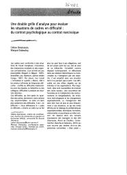 Une double grille d’analyse pour évaluer les situations de cadres en difficulté : du contrat psychologique au contrat narcissique.. 10 | DESMARAIS C.