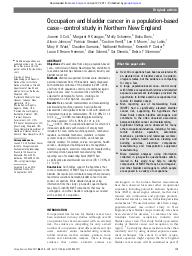 Occupation and bladder cancer in a population-based case-control study in Northern New England. = (Profession et cancer de la vessie dans une étude cas-témoins menée en population en Nouvelle-Angleterre).. 4. 68 | COLT J.S.