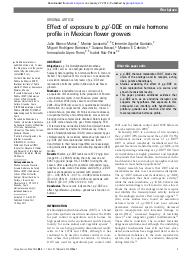 Effect of exposure to p,p'-DDE on male hormone profile in Mexican flower growers. = (Effet de l'exposition au p,p'-dichlorodiphényldichloroéthane sur le profil hormonal masculin des producteurs de fleurs mexicains).. 1. 69 | BLANCO-MUNOZ J.